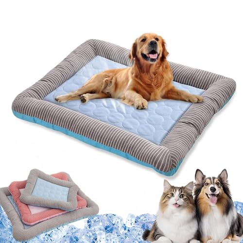Vgpbphj Holivas Coolcomfort - Premium Kühlmatte, Kühlmatte Hund Katze Selbstkühlend mit Gepolstertem Rand, Kühlbett Hund Ohne Gel, Kühle Geborgenheit Für Deinen Liebling (Blau, L(76x58cm)) von Vgpbphj