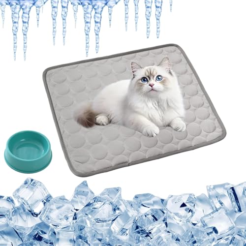 Vgpbphj KüHlmatte Katze, 2025 Upgrade Groß KüHlmatte FüR Katzen SelbstküHlend, KüHlmatte Haustier Aus Eisseide, Sommer KüHlmatte Ohne Gel, rutschfest Abriebfest (Grau, XL-100 * 70cm) von Vgpbphj