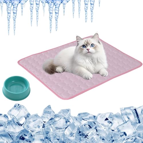 Vgpbphj KüHlmatte Katze, 2025 Upgrade Groß KüHlmatte FüR Katzen SelbstküHlend, KüHlmatte Haustier Aus Eisseide, Sommer KüHlmatte Ohne Gel, rutschfest Abriebfest (Rosa, XXL-150 * 100cm) von Vgpbphj
