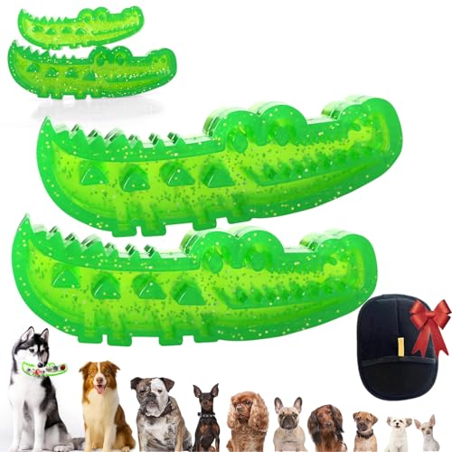 Vgpbphj Langsames Kau- und Apportier-Krokodil-Hundespielzeug, interaktives Puzzle-Spielzeug, niedliches Kauspielzeug, Alligator-Leckerli-Spender für kleine, mittelgroße und große Hunde (2 Stück L) von Vgpbphj