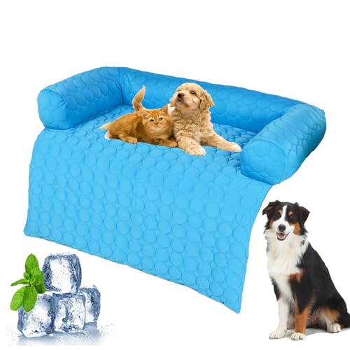 Vgpbphj Pelzbarn KüHlendes Sofabett, Heatrelief KüHlbett FüR Hunde, Machine Washable Cooling Dog Bed, Durable Anti-Scratch Gel Ice Silk Cool Pad for Dogs Cats in Hot Summer (Blau, 120 * 95CM) von Vgpbphj