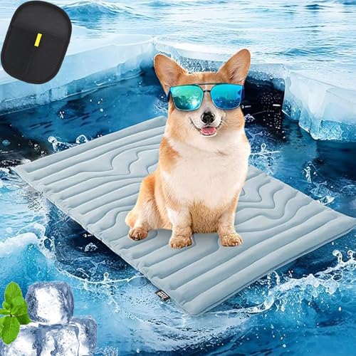 Vgpbphj Pfoten Chill Kühlmatte, Pfotenchill Kühlmatte Hund selbstkühlend ohne Gel, Die Innovative Kühlmatte für Hunde, Wendbar, Aus Kühlgewebe, Ideal für Zuhause, Reisen (Blue,XL: 150 * 101cm) von Vgpbphj