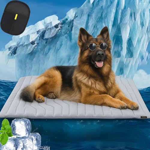 Vgpbphj Pfoten Chill Kühlmatte, Pfotenchill Kühlmatte Hund selbstkühlend ohne Gel, Die Innovative Kühlmatte für Hunde, Wendbar, Aus Kühlgewebe, Ideal für Zuhause, Reisen (Grey,XL: 150 * 101cm) von Vgpbphj