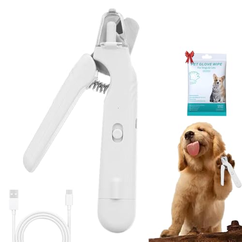 Vgpbphj Pupnourish Nail Trimmer, The Safetrim PupNourish, 2-in-1 Dog Nail Trimmers and Dog Nails Grinder with LED Lights and Guard, Silent Electric Pet Paw Grooming Tool (White) von Vgpbphj
