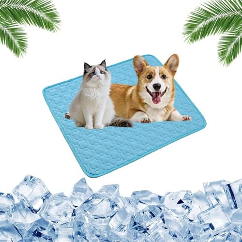 Vgpbphj Stellini Coolino KüHlmatte, KüHlmatte Hund, HundeküHlmatte SelbstküHlend Aus Eisseide, KüHlendes Hundebett, Waschbar, Ohne Gel, rutschfest Abriebfest (Blau, XXL-150 * 100cm) von Vgpbphj