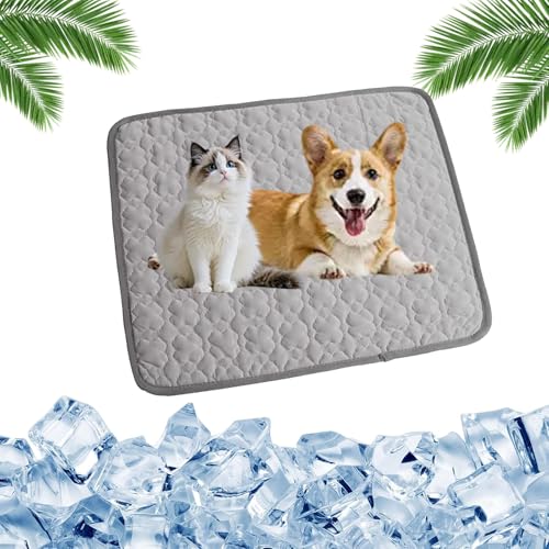 Vgpbphj Stellini Coolino KüHlmatte, KüHlmatte Hund, HundeküHlmatte SelbstküHlend Aus Eisseide, KüHlendes Hundebett, Waschbar, Ohne Gel, rutschfest Abriebfest (Grau, XXL-150 * 100cm) von Vgpbphj
