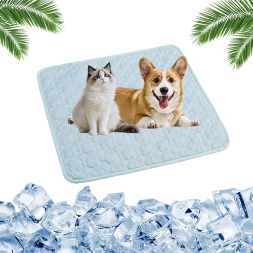 Vgpbphj Stellini Coolino KüHlmatte, KüHlmatte Hund, HundeküHlmatte SelbstküHlend Aus Eisseide, KüHlendes Hundebett, Waschbar, Ohne Gel, rutschfest Abriebfest (Hellblau, XXL-150 * 100cm) von Vgpbphj