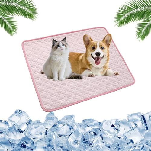 Vgpbphj Stellini Coolino KüHlmatte, KüHlmatte Hund, HundeküHlmatte SelbstküHlend Aus Eisseide, KüHlendes Hundebett, Waschbar, Ohne Gel, rutschfest Abriebfest (Rosa, XL-100 * 70cm) von Vgpbphj