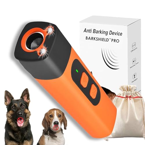 Vgpbphj The Barkshield Pro - Bark Shield Anti Barking Device for Dogs, Ultrasonic Dog Barking Device, 25000-40000 Hz Three-Speed Variable Frequency and LED Flashlight, for Small Large (Orange-A) von Vgpbphj