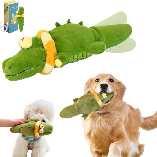 Vgpbphj The Mellow Dog Calming Crocodile, Krokodil Hundespielzeug, Ahmt Menschliches Streicheln Nach, Krokodil Kuscheltier, Automatisches Schwanzwedeln, Anti Stress Hundespielzeug (1PC) von Vgpbphj