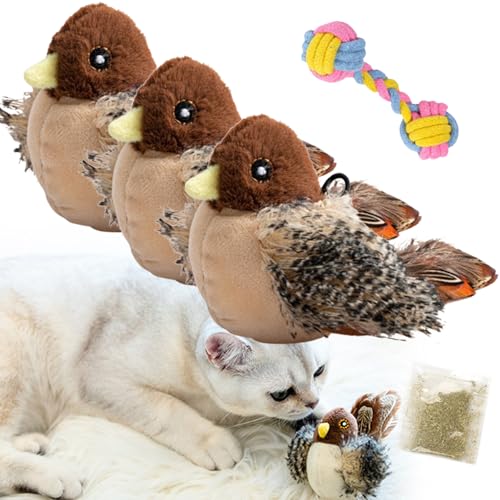 Vgpbphj Whiskersandclaws Interaktives Flattern-Vogelspielzeug für Katzen - Zwitschern und Flapping Katzenspielzeug Mit Simuliertem Vogelgeräusch von Vgpbphj