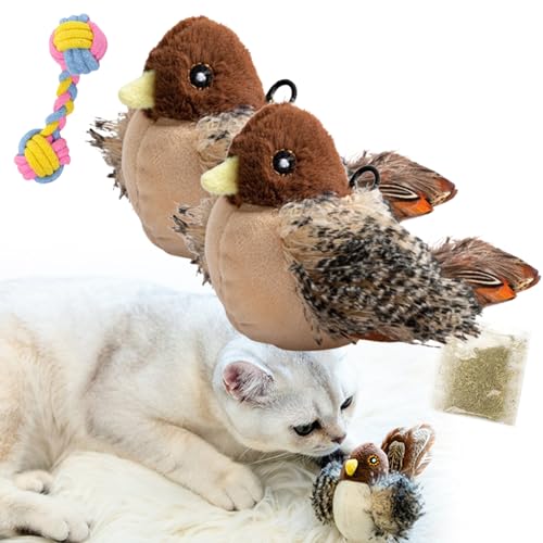 Vgpbphj Whiskersandclaws Interaktives Flattern-Vogelspielzeug für Katzen - Zwitscherndes Flapping Katzenspielzeug Mit Simuliertem Vogelgeräusch von Vgpbphj