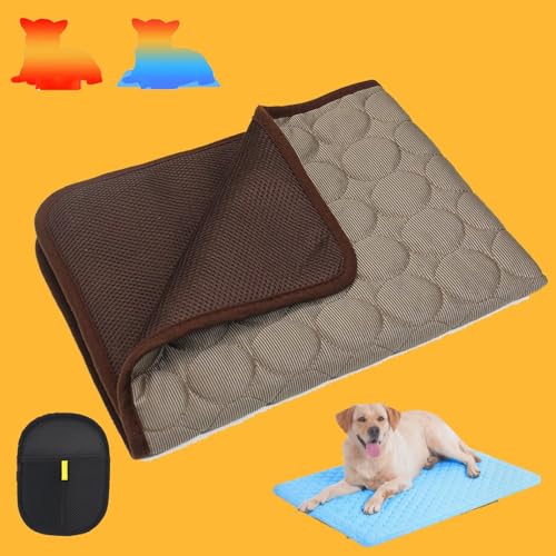 Vgpbphj Zoocool - Kühlmatte Für Hunde Und Katzen, Kühldecke Hund Ohne Gel, Sommer Kühlkissen Für Hunde, Selbstkühlend, Für Zuhause Unterwegs Oder Im Auto (Brown,M/60 * 50cm) von Vgpbphj