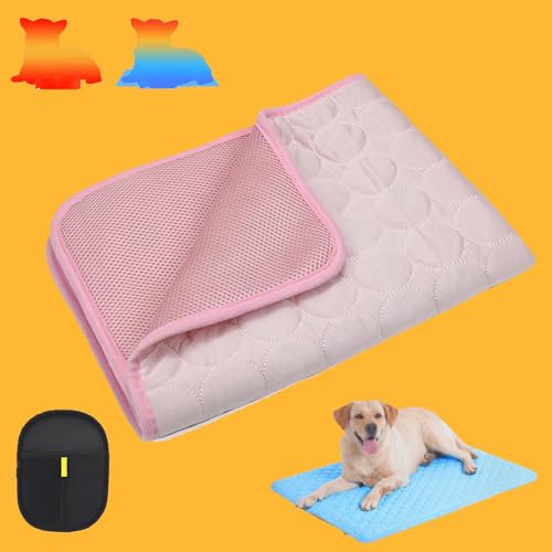 Vgpbphj Zoocool - Kühlmatte Für Hunde Und Katzen, Kühldecke Hund Ohne Gel, Sommer Kühlkissen Für Hunde, Selbstkühlend, Für Zuhause Unterwegs Oder Im Auto (PINK,M/60 * 50cm) von Vgpbphj