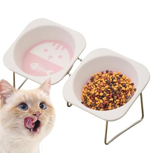 Katzenschüssel, erhöhter Futternapf für Futter und Wasser, Katze, 2 Futternäpfe gegen Erbrechen, für den Innen- und Außenbereich, Wohnzimmer, Balkon, Garten, Terrasse von Vgvgaj