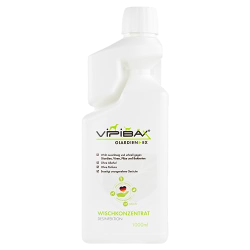 ViPiBaX Giardien Ex Wischkonzentrat für Hund, Katze & Co- Geruchsentferner - Effektive Desinfektion gegen Giardien, Viren, Pilze & Bakterien - 1000ml von ViPiBaX Viren Pilze Bakterien Ex