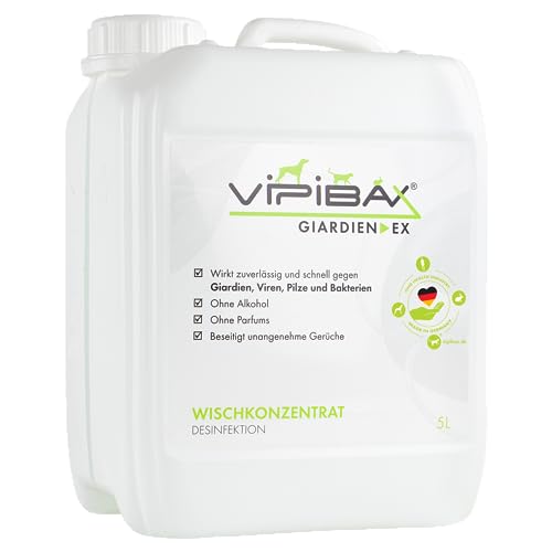 ViPiBaX Giardien Ex Wischkonzentrat 5L - DAS Desinfektionsmittel gegen Giardien, Bakterien, Pilze, Viren im Umfeld von Hunden, Katzen und Anderen Tieren, von ViPiBaX viren pilze bakterien ex