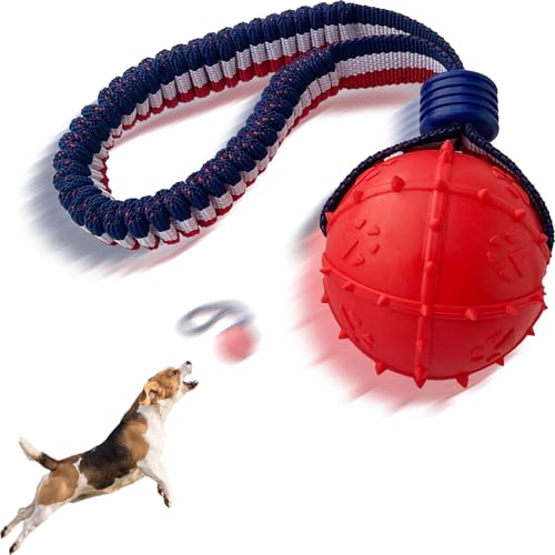 Spielzeugkugel werfen ，Hundespielzeugball, Hundespielzeugball mit Seil, interaktives Haustierspielzeug, Hundeballspielzeug aus Seil, Wurfspielzeugball, große, mittelgroße und kleine Hunde (CQ-H) von ViVNiK