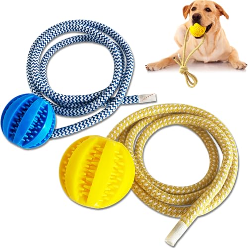 Spielzeugkugel werfen ，Hundespielzeugball, Hundespielzeugball mit Seil, interaktives Haustierspielzeug, Hundeballspielzeug aus Seil, Wurfspielzeugball, große, mittelgroße und kleine Hunde (XG-LH) von ViVNiK