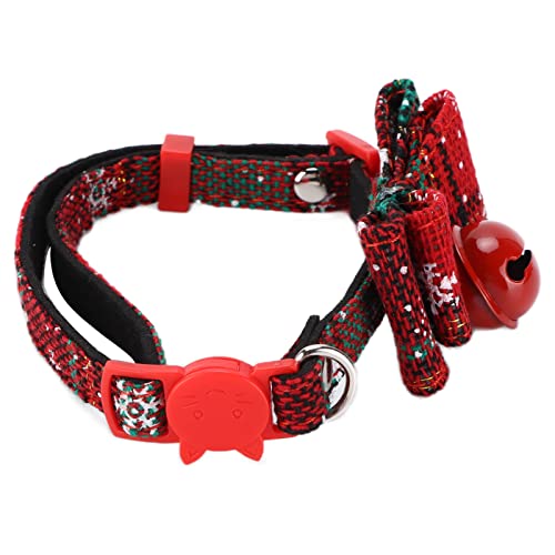 ViaGasaFamido Hundehalsbänder, verstellbares Halsband, verstellbare Hundehalsbänder mit Fliege für Urlaub und Weihnachten[Katzenhalsband: Schneegrün, S] Halsbänder von ViaGasaFamido