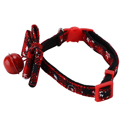 ViaGasaFamido Hundehalsbänder, verstellbares Halsband, verstellbare Hundehalsbänder mit Fliege für Urlaub und Weihnachten[Katzenhalsband: Schneeschwarz, m] Halsbänder von ViaGasaFamido