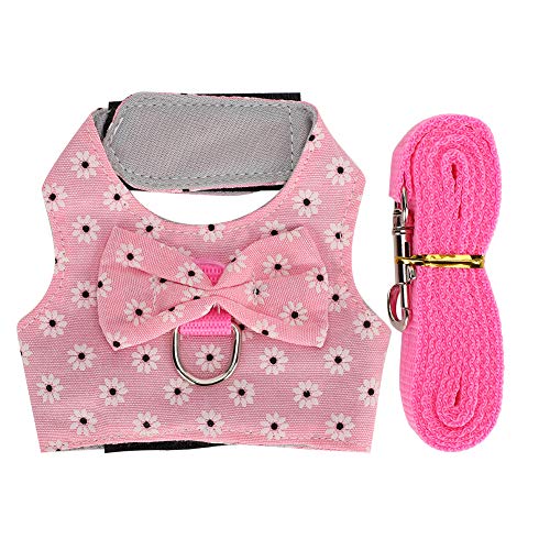 ViaGasaFamido Haustier Harness Set, Rabbits Pink Komfortable Weste Harness Kit mit Blei Hamster Brustgurt Traktionsset Seil Kleintierzubehör[L] Halsbänder von ViaGasaFamido