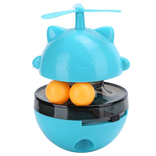 ViaGasaFamido Katze Tumbler Treat Ball， Katze Plattenspieler Rail Ball Toy Food Dispensing Leaking Dispenser Kätzchen Einstellbare Leakage Food Ball Interaktives Spielzeug(Blau) von ViaGasaFamido