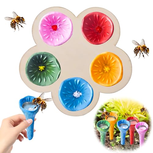Vibbang Bienen Insekten Trinkbecher, Bunte Bienenbecher, Bee Cups für Bienen Trinken, Bienentränke, Insekten Trinkbecher für Durstige Bestäuber, Bienen Brauchen Sichere Trinkplätze von Vibbang