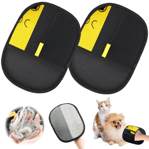 Vibbang Fell Magnet Handschuh Katzenhaare, 2 Stück Tierhaarentferner Katzenbürste Handschuh für Hunde & Katzen, Doppelseitige Fellpflegehandschuh Katze, Pet Hair Remover für Kleidung, Sofas von Vibbang