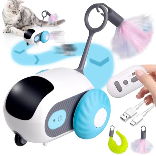 Vibbang Smartyflip Katzenspielzeug Selbstbeschäftigung, Interaktives Spielzeug für Katzen, 2 Modi Katzenspielzeug Intelligenz Ferngesteuert, Elektrisch Katzen Spielzeug USB Aufladbar von Vibbang