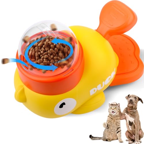 Vibbang Entenform Interaktive Futterspender, Hund Slow Feeder Spielzeug, 2 in 1 Slow Feeder Hund Intelligenzspielzeug, Duck Dog Treat Food Dispenser, Reduziert Blähungen Beugt Schluckbeschwerden von Vibbang