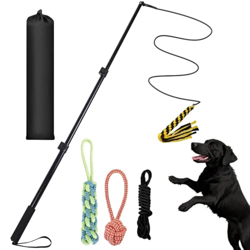 VibeVerve Einziehbare Flirtstange für Hunde, 101,6 cm, ausziehbares Hundetrainingsspielzeug mit strapazierfähigem Seil, interaktiver Chase-Stick für kleine/mittelgroße/große Hunde, Indoor- und von VibeVerve