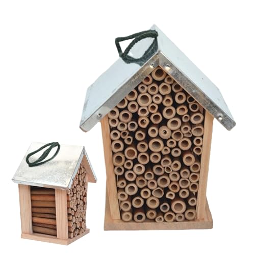 Bienenhäuser für den Garten – Bestäuberhaus | Marienkäfer-Unterschlupf aus Holz | Dekorativer Lebensraum, Nistkasten, Außendekoration für Terrasse, Balkon und Bauernhof von Vibhgtf
