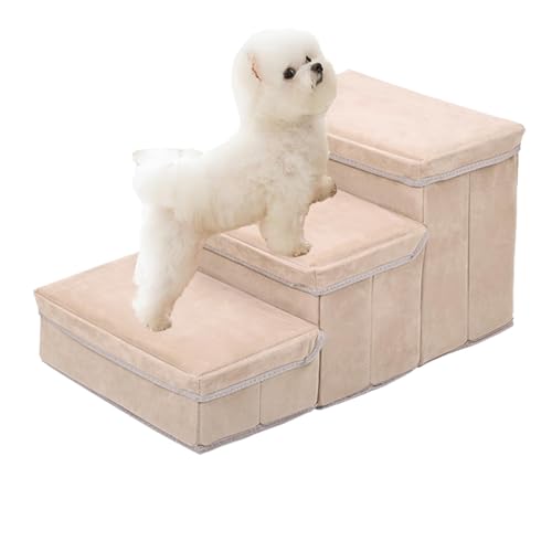 Faltbare Haustiertreppe - Haustier-Lagerleiter, faltbare Hundetreppe mit 3 Stufen, Treppe mit Rampe für hohe Betten für kleine und mittelgroße Hunde von Vibhgtf