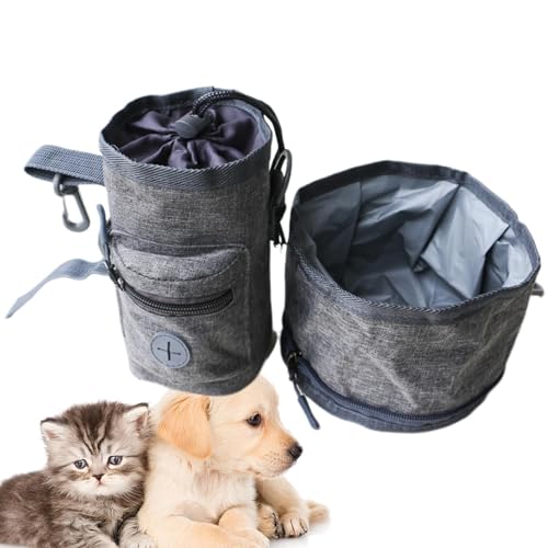 Futternapf mit Reißverschluss, zusammenklappbarer Futternapf für Hunde, tragbare Wassernapf für Hunde aus Stoff für Wasser und Futter | Wassernäpfe für Futter aus Oxford-Stoff, Stoffschalen A von Vibhgtf
