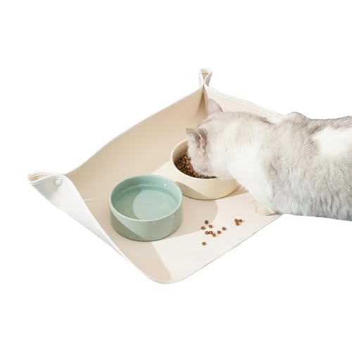 Futternapfmatte, Hundematte für Futter und Wasser, wasserdichte Futtermatten aus PU-Leder, rutschfest, tragbar, Futtermatte von Vibhgtf
