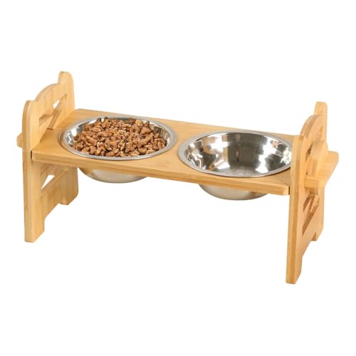 Futterschale aus Edelstahl mit Ständer aus Holz – erhöhter Futternapf für Katzen, erhöhte Futternäpfe für Katzen, rutschfeste Futter- und Wasserschalen Futterschale aus Edelstahl mit Ständer aus Holz – erhöhter Futternapf für Katzen, erhöhte Futternäpfe für Katzen, rutschfeste Futter- und Wasserschalen von Vibhgtf