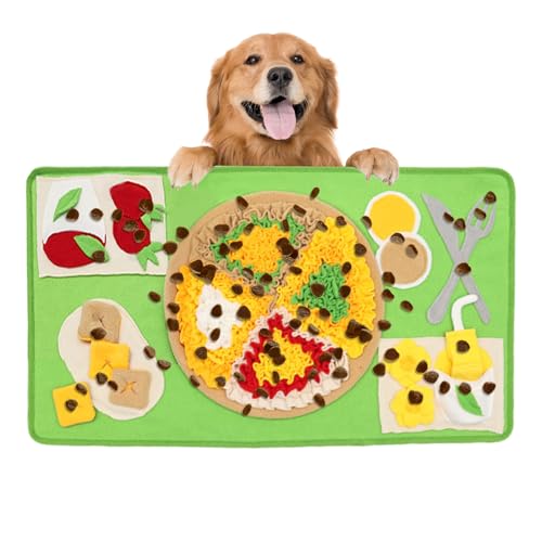 Geruchsmatte für Hunde, langsam und bunt, in Form einer kaubaren Pizza, auslaufsicherer Futterspender, Spielzeug zum Reinigen der Zähne und zum Training mit Ihrem Haustier von Vibhgtf