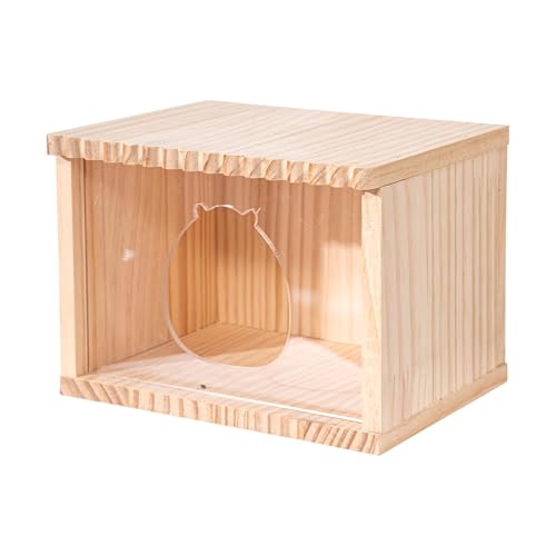 Hamsterkäfig aus Holz | Kleine Rennmausverstecke mit transparenter Tür, Hamsterhäuser und Verstecke für Hamster, kleine Tierhaut, kreatives Zubehör für T-Käfige von Vibhgtf