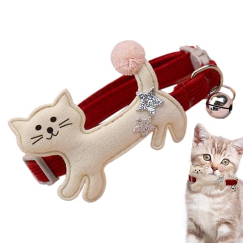 Katzenhalsband, Katzenhalsband mit Glocken – Katzenhalsband aus Plüsch mit Glöckchen – niedliches und bequemes verstellbares Haustierzubehör, modisches Halsband für Katzen, Kätzchen, Welpen und mit von Vibhgtf
