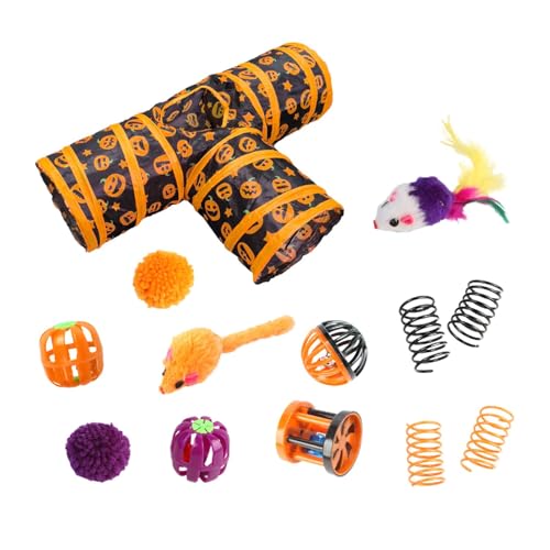 Katzenspielzeug in Form eines Halloween-Kanals, 3-Wege-Spielzeug-Set in Tunnelform für Halloween, Katzenspielzeug in Form einer Glocke für Kätzchen, C von Vibhgtf