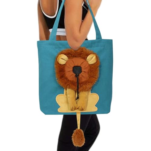 Umhängetasche zum Tragen von Katzen, Schultertasche für Haustiere, Schultertasche für Haustiere in Löwenform, niedlich und atmungsaktiv, mit elastischem Kordelzug von Vibhgtf