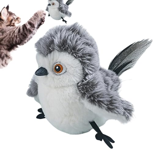 Vibhgtf Vogelspielzeug Spielzeugspielzeug, Spielzeug für Vögel für Vögel, die zwitschern, interaktives Spielzeug für Innenkatzen, mit der Berührung mit Geräuschen und Federn aktivi von Vibhgtf