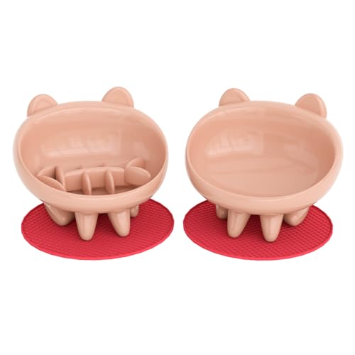 Katzennapf, Erhöhter Slow Feeder, Anti-Erbrochener Schräger Katzennapf mit rutschfester Matte, Schnurrhaarfreundlicher Katzenfutterschale.(Rosa) von Vibronix