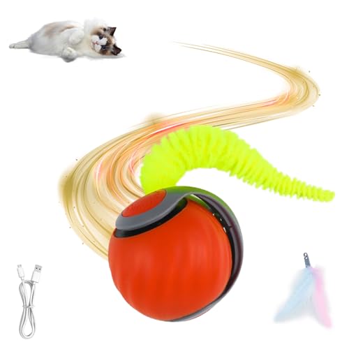 Katzenspielzeug Elektrisch, 2025 Neu Magic Ball für Hund und Katze, Interaktives Multifunktionales Hundespielzeug Mit Ersatzschwanz von VicBou