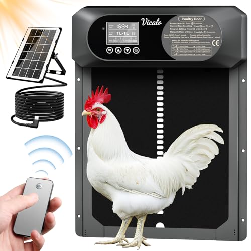 Vicalo Automatische Hühnerklappe Solar, Große Hühnerklappe mit Wasserdicht LCD Display, Lichtsensor, Timer, Fernbedienung, Manuell, Elektrische Hühnerklappe Automatisch, Intelligenter Einklemmschutz Vicalo Automatische Hühnerklappe Solar, Große Hühnerklappe mit Wasserdicht LCD Display, Lichtsensor, Timer, Fernbedienung, Manuell, Elektrische Hühnerklappe Automatisch, Intelligenter Einklemmschutz von Vicalo