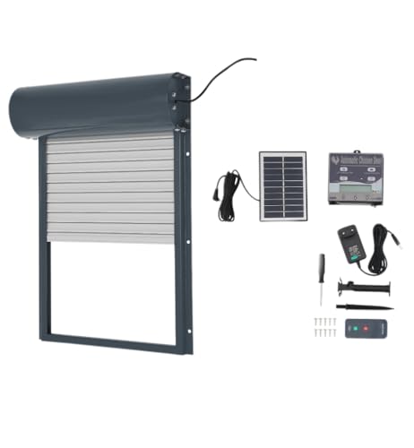 Automatische Hühnerklappe Solar mit LCD Display, Timer und Lichtsensor, Elektrische Hühnerstalltür mit Fernbedienung, Einklemmschutz, 4 Modi für Haushalten Bauernhöfen Grau Automatische Hühnerklappe Solar mit LCD Display, Timer und Lichtsensor, Elektrische Hühnerstalltür mit Fernbedienung, Einklemmschutz, 4 Modi für Haushalten Bauernhöfen Grau von Vielrosse