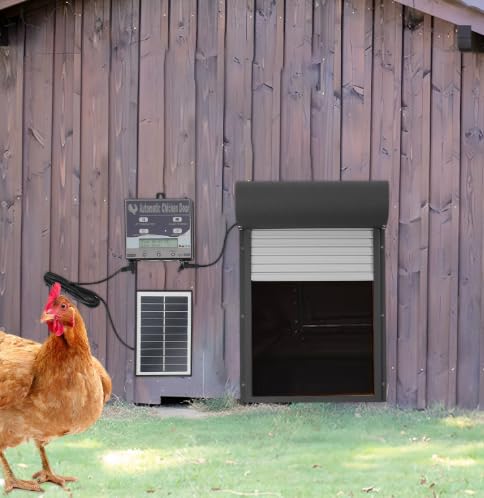Automatische Hühnerklappe Solar mit LCD Display, Timer und Lichtsensor, Elektrische Hühnerstalltür mit Fernbedienung, Einklemmschutz 4 Modi für Haushalten Bauernhöfen Schwarz Automatische Hühnerklappe Solar mit LCD Display, Timer und Lichtsensor, Elektrische Hühnerstalltür mit Fernbedienung, Einklemmschutz 4 Modi für Haushalten Bauernhöfen Schwarz von Vielrosse