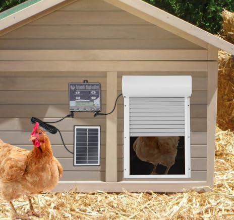 Automatische Hühnerklappe Solar mit LCD Display, Timer und Lichtsensor, Elektrische Hühnerstalltür mit Fernbedienung, Einklemmschutz 4 Modi für Haushalten Bauernhöfen Weiß Automatische Hühnerklappe Solar mit LCD Display, Timer und Lichtsensor, Elektrische Hühnerstalltür mit Fernbedienung, Einklemmschutz 4 Modi für Haushalten Bauernhöfen Weiß von Vielrosse