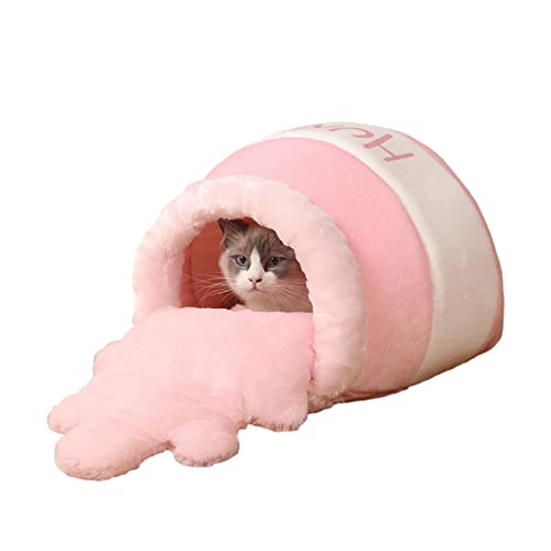 Vigcebit Hundebett für kleine Hunde | Katzenhöhle in Honeypot-for,Honeypot-Form-Katzenhöhlen-Katzenbett, multifunktionales Haustierbett für Welpen und Kätzchen im Innenbereich von Vigcebit